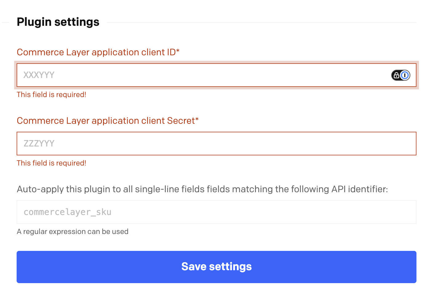 Plugin configuration
