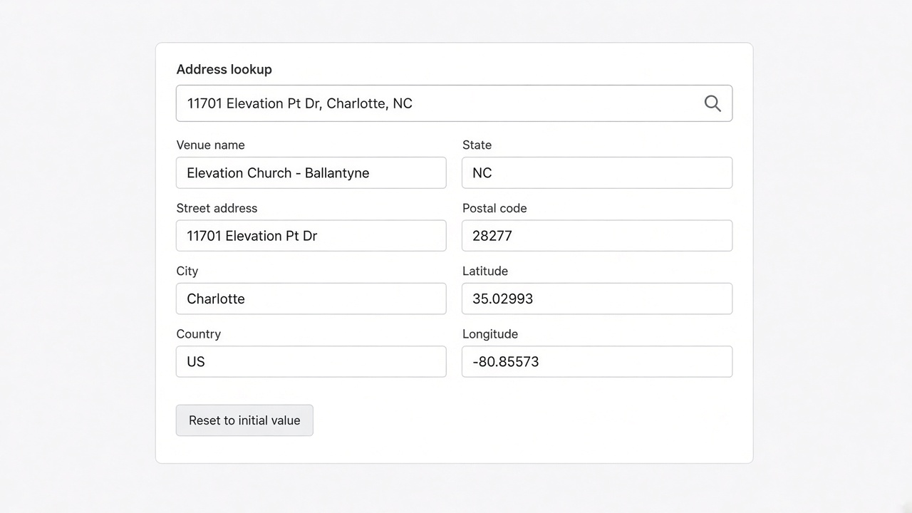 Address field editor preview