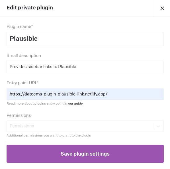 Plugin Settings