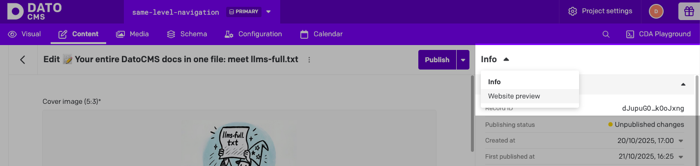 Full Preview Sidebar